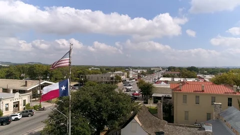 4K Static Drone Aerial Texas State Flag Fredericksburg Texas Stock Footage 118398178