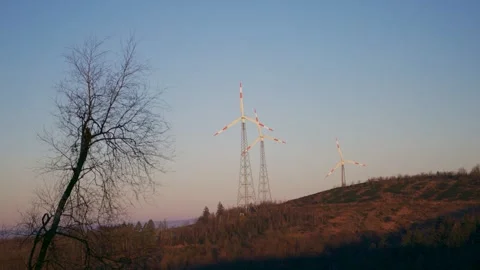 4K static footage of wind turbines Stock Footage 301327705
