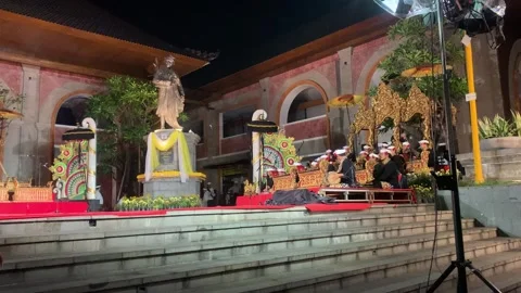 4k Static Real Time Balinese Gamelan Orchestra Performance  Ubud Bali Indonesia Stock Footage 345828495