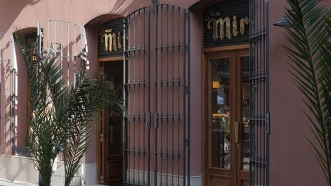 4k static shot of a typical historical sweet spanish delicacy shop. Stock Footage 123279996