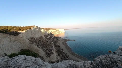 4K Static Tripod View - Zapalo Beach and Kensington Cliffs Cyprus Stock Footage 340899860
