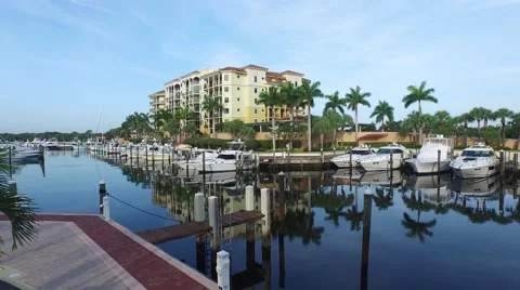 4k Still clip looking at the  Jupiter Yacht Club and Marina Aerial View Stock Footage 52515215