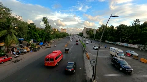 4K Still Timelapse of Post Lockdown Traffic on Express Highway, Mumbai, India Stock Footage 134122106