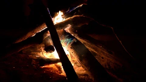 4K STOKE BONFIRE ON THE BEACH Stock Footage 110912241
