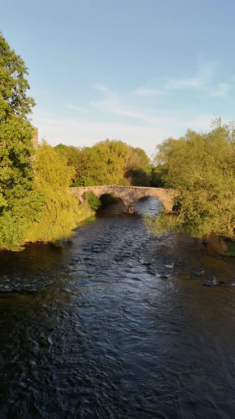 4K Stone Arch Bridge Over River in Cloghristick Carlow Ireland Stock Footage 333932271
