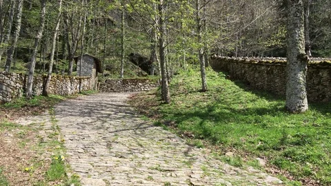 4k Stone path leading to the sanctuary of San Francesco in  Arezzo,Tuscany,Italy Stock Footage 75194879