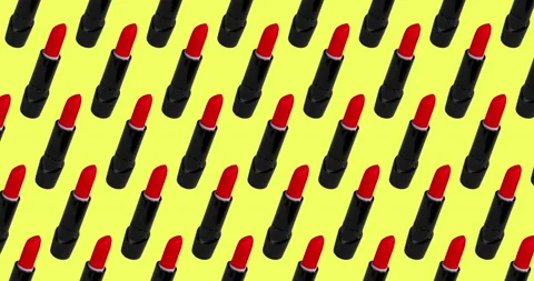 4K stop motion animation, red lipsticks swinging right and left on a background Stock Footage 166978831