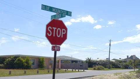 4K Stop Sign Bouncing in the Wind Video stock 111276813