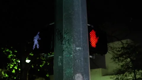 4K Stop &amp; Walk Sign Pole Stock Footage 293018987