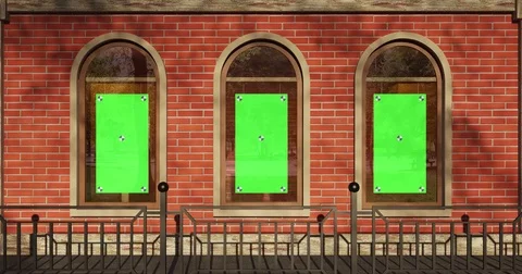 4k. Storefront in the city, store building on town street. Stock Footage 73377397