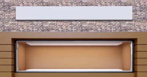 4k. Storefront with a wooden facade on brick wall background. Stock Footage 76120366