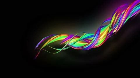4k stream of colored ribbons fly past camera with neon light. Flow of twisted Stock Footage 130302225