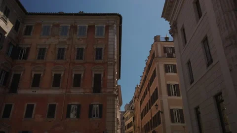 4K. Streets of Rome symbol of Dolce vita. historic buildings in pastel colors Stock Footage 133462012