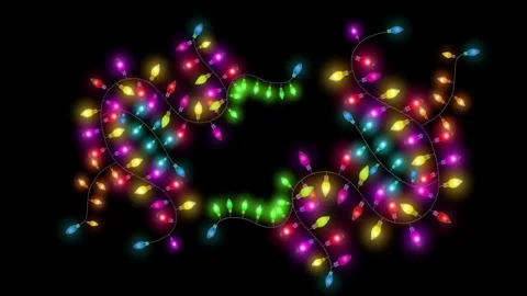 4K String of colorful light bulbs. Looping Christmas holiday themed frame Stock Footage 246684426