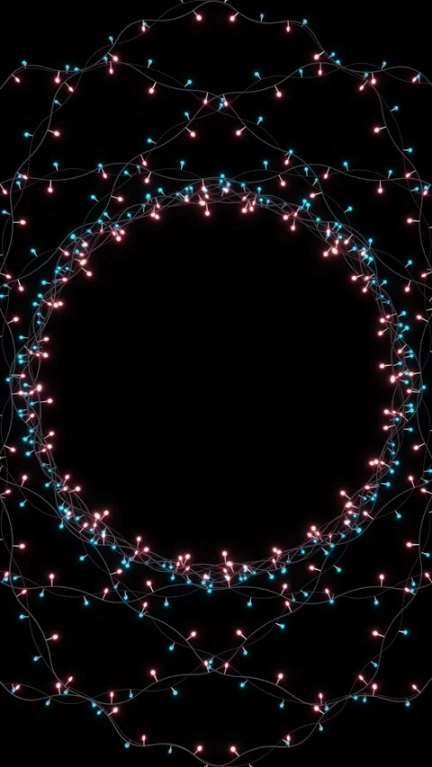 4K String light bulbs. Christmas holiday frame pattern glowing lights. party Stock Footage 333905452