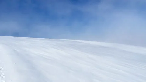 4K Strong wind weather during the bright blue sky sunny day on the Dome du Goute Video stock 160355889