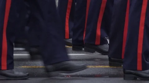 4K Student officer unit walk cadence practice specific profession cadet brigade Stock Footage 70543871