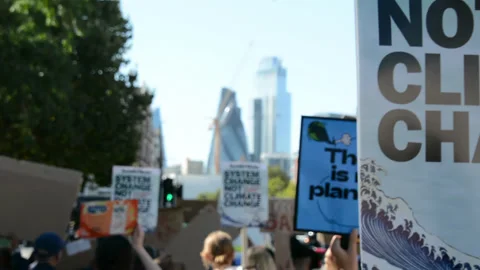 4K Students protest against climate change in London Stock Footage 313821608