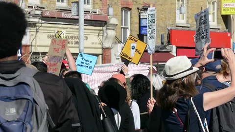4K Students protest against climate change in London Stock Footage 313822527