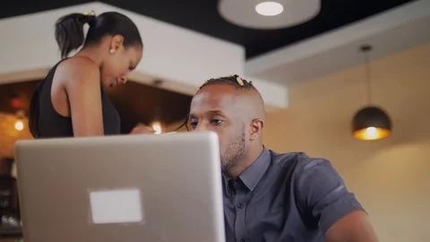 4k students using laptop in the coffee shop studying together. Vídeo Stock 111330657