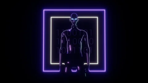 4K Stylized Artificial Intelligence. 3D CGI animation. Stock Footage