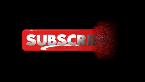 4K, Subscribe Button, Pressed by Cursor Hand, 3D animation, Alpha Channel Stock Footage