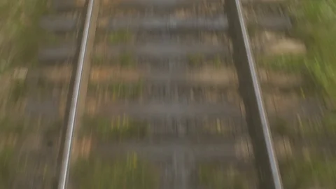 4K Subway train rails in motion railway connection abstract motion lifestyle Stock Footage 119775506