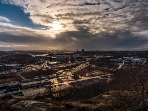 4K sun and clouds timelapse over city Stock Footage 171179372