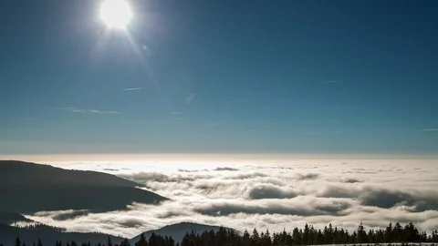 4K Sun and inversion, above the clouds Stock Footage 119157220