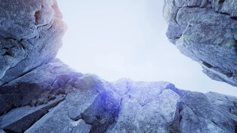 4k sun light inside beautiful mysterious cave Stock Footage 91454974