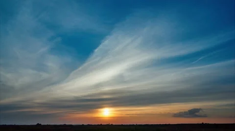 4K. The sun sets on the horizon. Time-lapse. Stock Footage 61090882