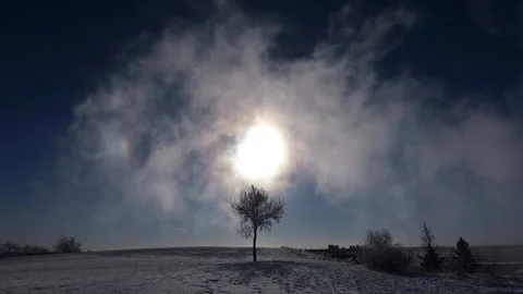 4k SUNDOGS winter canada winipeg prairies 库存影片 296842534