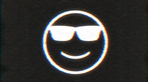 4k - Sunglasses smiley with VHS effect with distortion Stock Footage 63174961