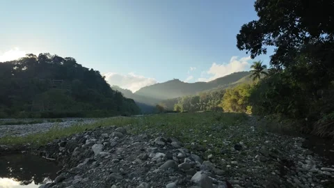 4K Sunrise Landscape Timelapse with Hovering Clouds and Mountain River (30fps) Stock-Footage 335620672