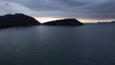 4K Sunrise Over Itagua Beach From DroneView in Ubatuba, Brazil Stock Footage 309486853