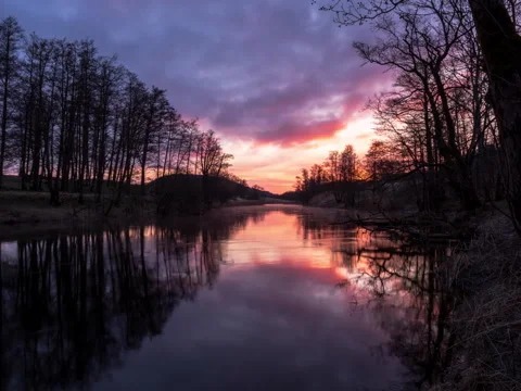 4K Sunrise over River timelapse Stock Footage 174199643