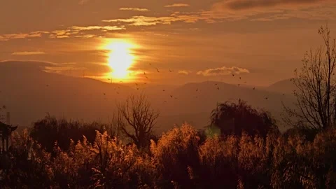 4K Sunrise Over a Tranquil Landscape in China Stock Footage 338236201