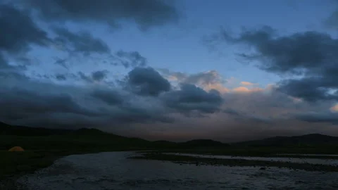 4K. Sunrise on the Ulaan river, Mongolia. Ultra HD, 4096x2304 Stock Footage 106936972