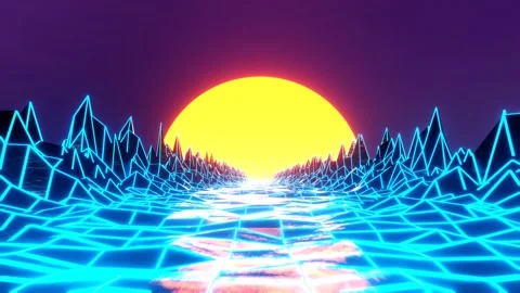 4K Sunset 80's Style Animation Loop | Stock Video | Pond5