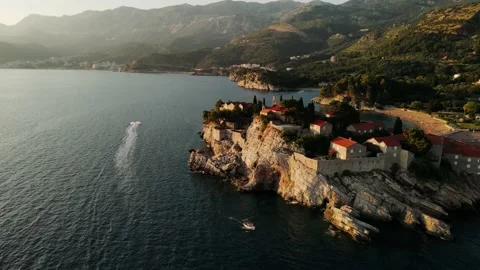 4K Sunset aerial view in Montenegro Stock Footage