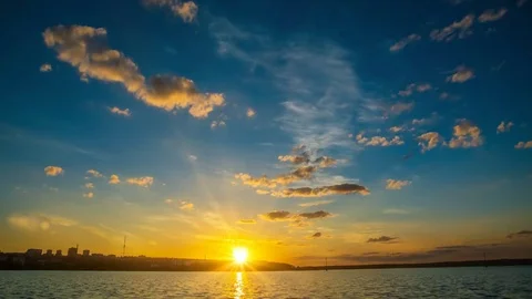 4k, Sunset in the bay, Time-lapse photography, Cinemagraph, night sky, video Stock Footage 77410581