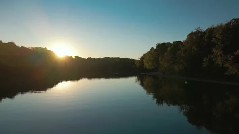 4K Sunset Calm River Closeup Video stock 218408192