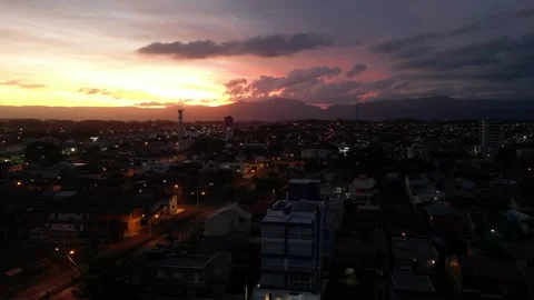 4K - Sunset City Mountains Video stock 245946474