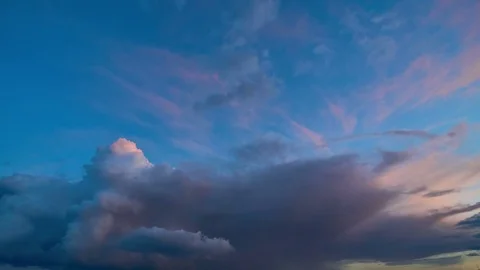 4K. Sunset clouds on the sky in horizon. Time-lapse. Stock Footage 74562280
