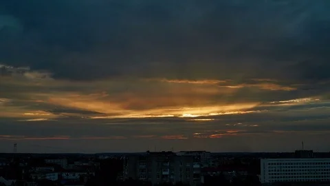 4K. Sunset clouds on the sky in horizon. Time-lapse. Stock Footage 84182626