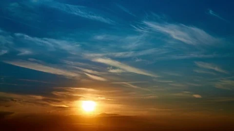 4K. Sunset clouds on the sky in horizon. Time-lapse. Stock Footage 84182708