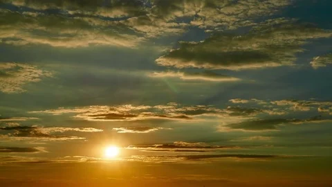 4K. Sunset clouds on the sky in horizon. Time-lapse. Stock Footage 84182742