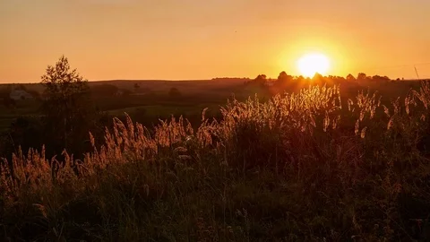 4K. Sunset clouds on the sky in horizon. Time-lapse. Stock Footage 84202388