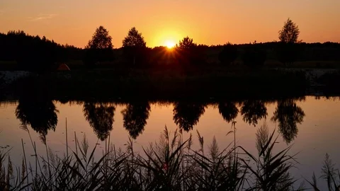 4K. Sunset clouds on the sky in horizon. Time-lapse. Stock Footage 84207325