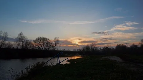 4K. Sunset clouds on the sky in horizon. Time-lapse. Stock Footage 84209058